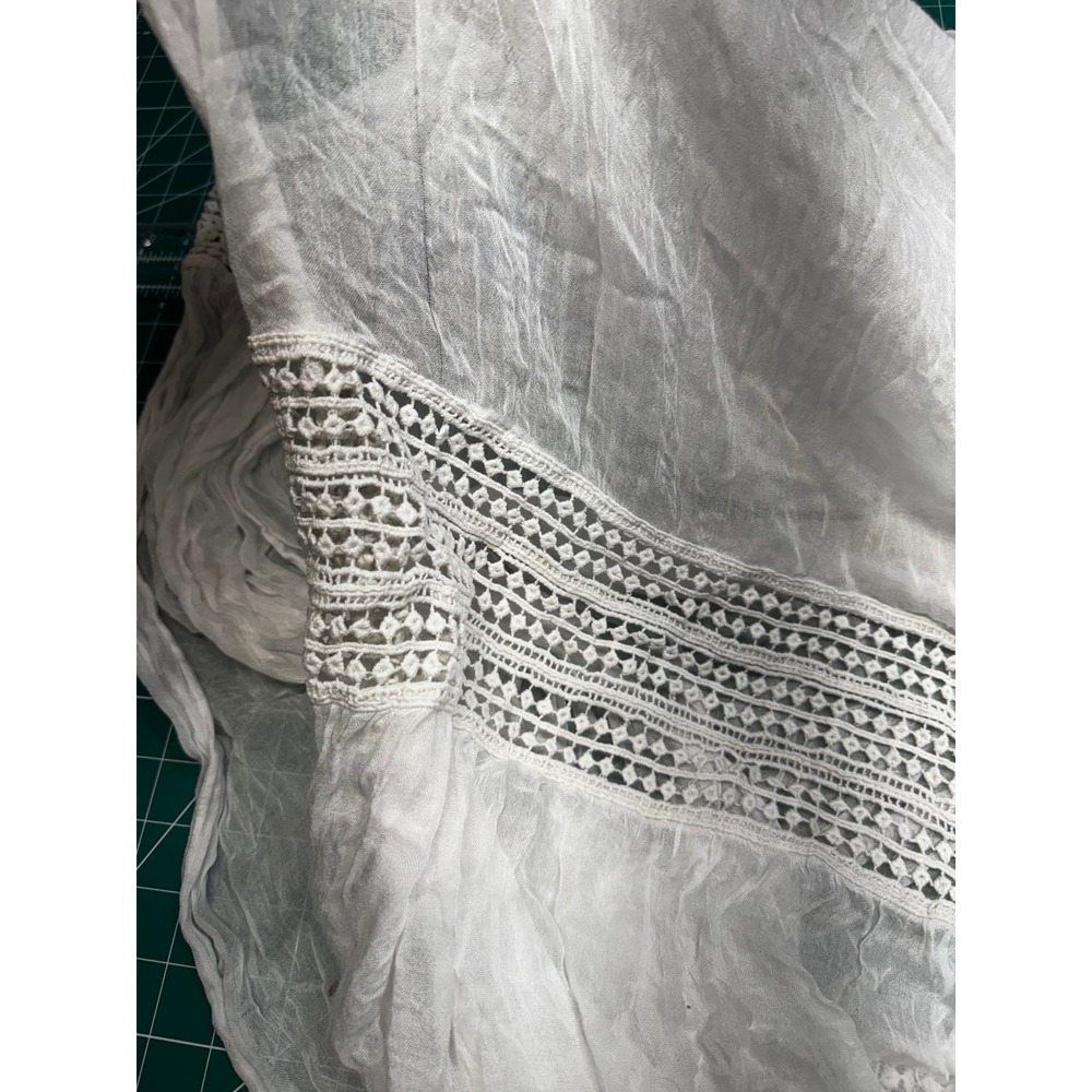 ASOS Womens White Crinkle Gauze Crochet Lace Maxi Dress Size US 20 Boho Beach - Picture 2 of 4